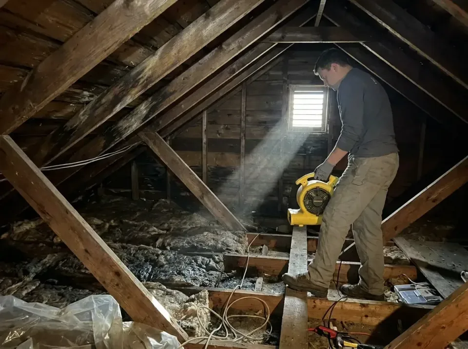 attic-water-damage-drying-proc-007 — frequently asked questions, Emergency Water Extraction & 24/7 Flood Response in De Leon…
